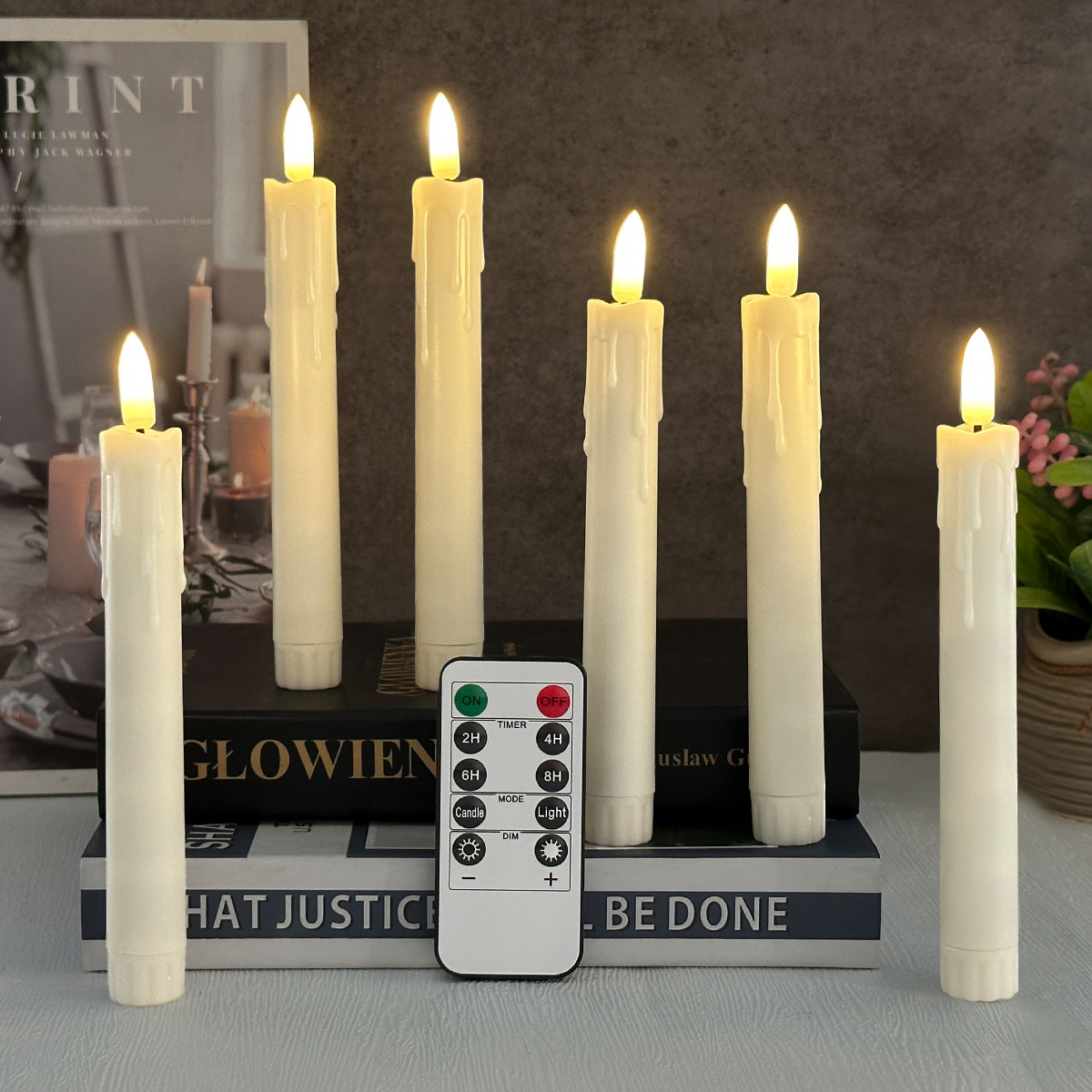 cross border LED taper candle set Simulated flame flicker remote control lamp Christmas day decoration lamp