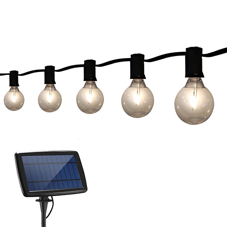 3W solar panel infrared remote control and timer G40 party light string outdoor wedding Christmas decoration IP44 bulbs