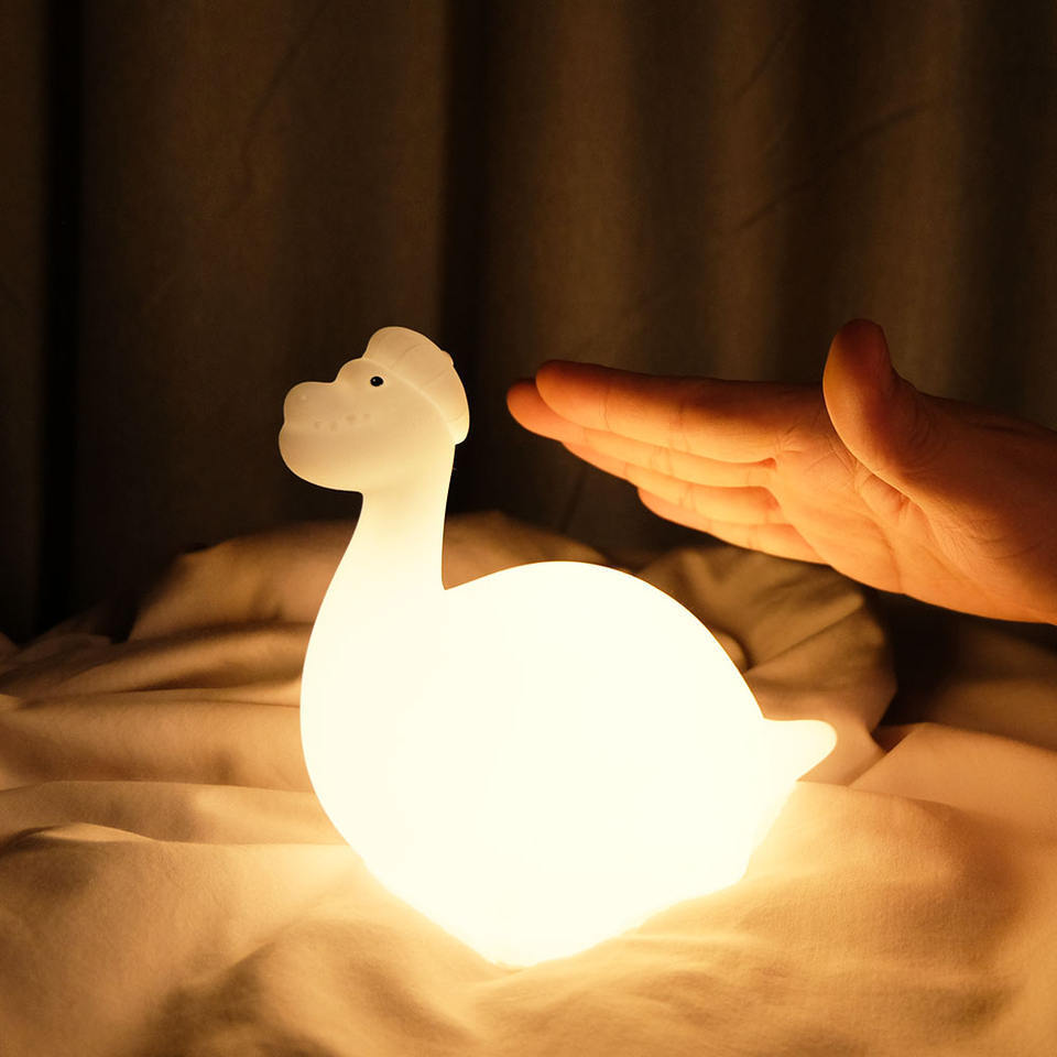 Brachiosaurus silicone slap lamp bedroom LED baby bed soft light eye protection lamp with sleeping lamp silicone night light