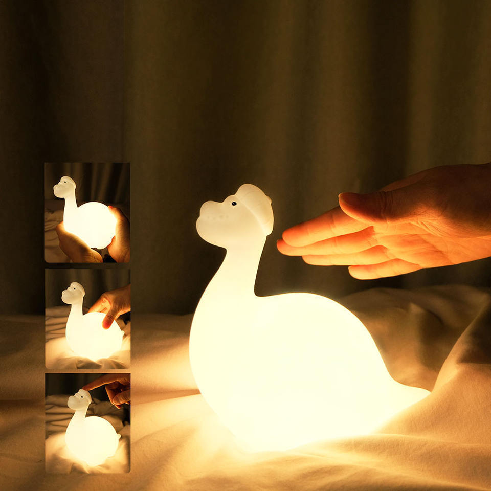 Brachiosaurus silicone slap lamp bedroom LED baby bed soft light eye protection lamp with sleeping lamp silicone night light