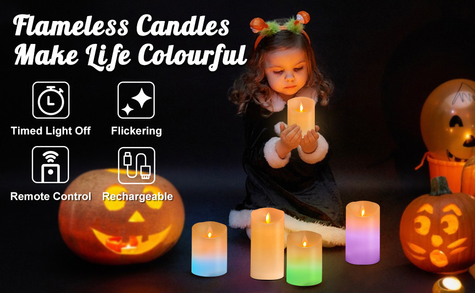 LED Candle set Simulation candle LED night light smokeless USB rechargeable RGB Christmas festival decorate night light