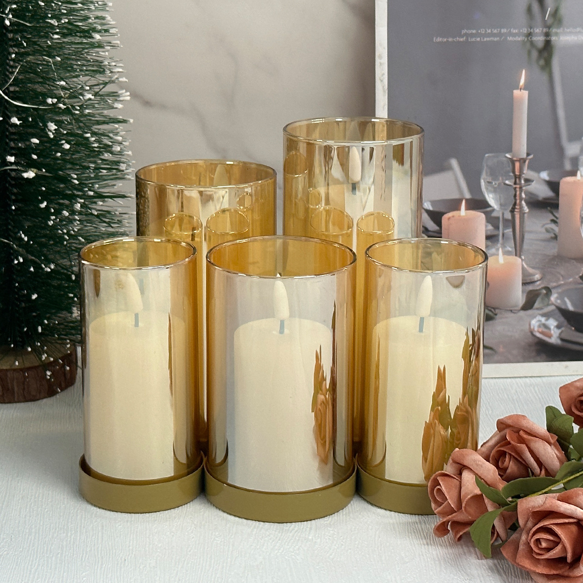 LED  wax tea candle set with IR remote 2*AA battery Home Party Wedding Decoration Flameless Flickering Candle