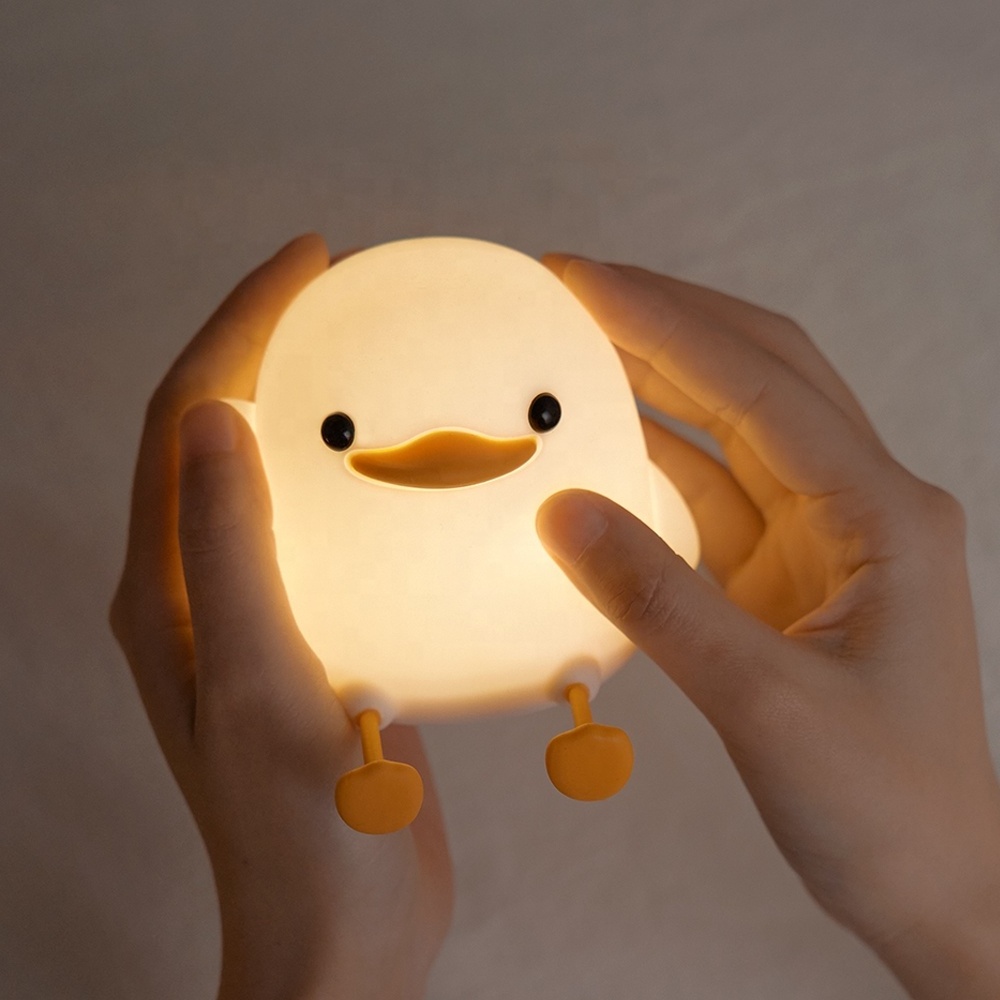 Smiling duck silicone pat lights plugged in LED indoor cartoon duck styling lighting small night lights children's gifts