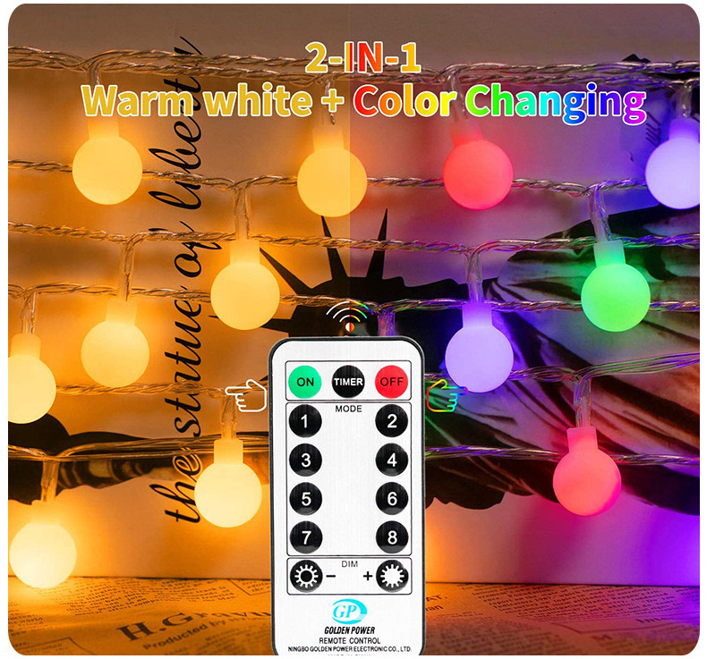 100 Led bulbs Christmas lights Rgb with Remote control Led lights with Usb powered Christmas decorations