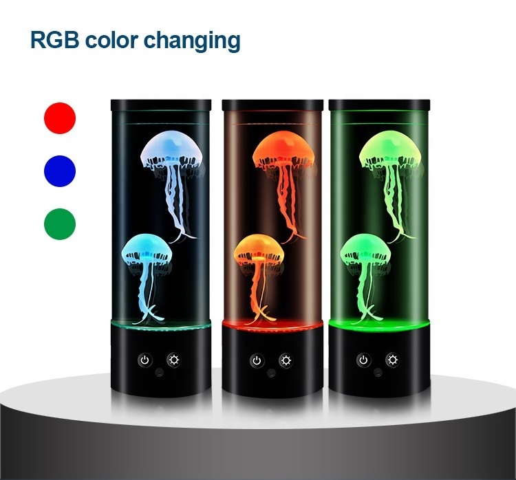 LED Jelly fish lamp USB rechargeable Artificial aquarium Jellyfish atmosphere lamp LED decoration table lamp