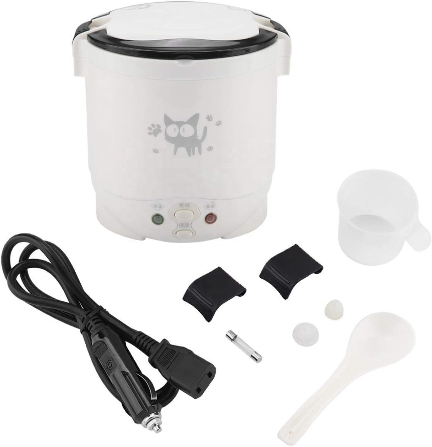 1L Mini Rice Cooker, 12V Electric Lunch Box Portable Electric Food Steamer Fast Cooking Non Stick Pot for Travel Camping