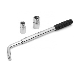 Telescoping Lug Wrench Ratchet Handle Wrench with Standard Sockets 17/19 21/23mm Carbon Steel