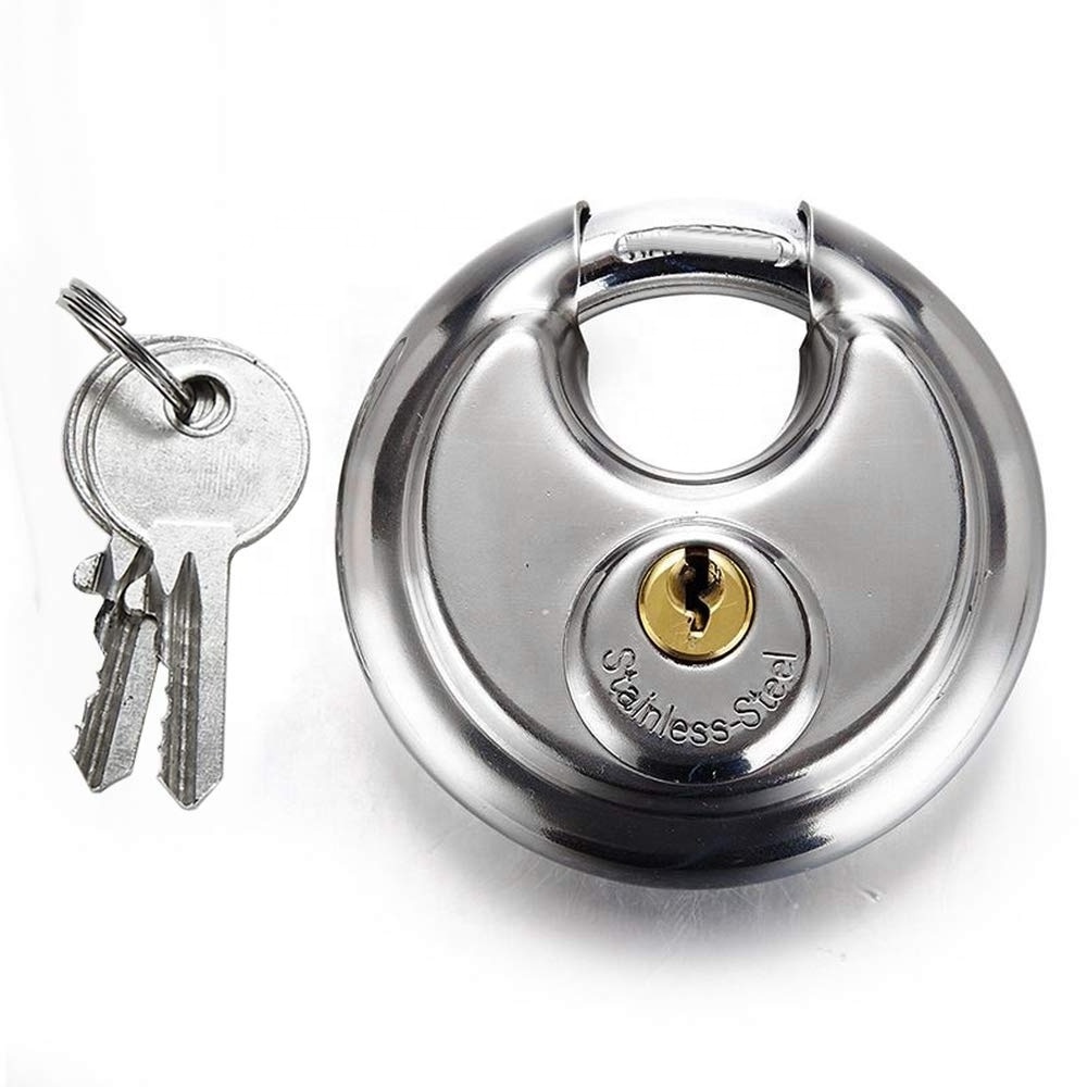 70mm trailer Padlock 2-3/4 Heavy Duty Stainless Steel disc Round Lock