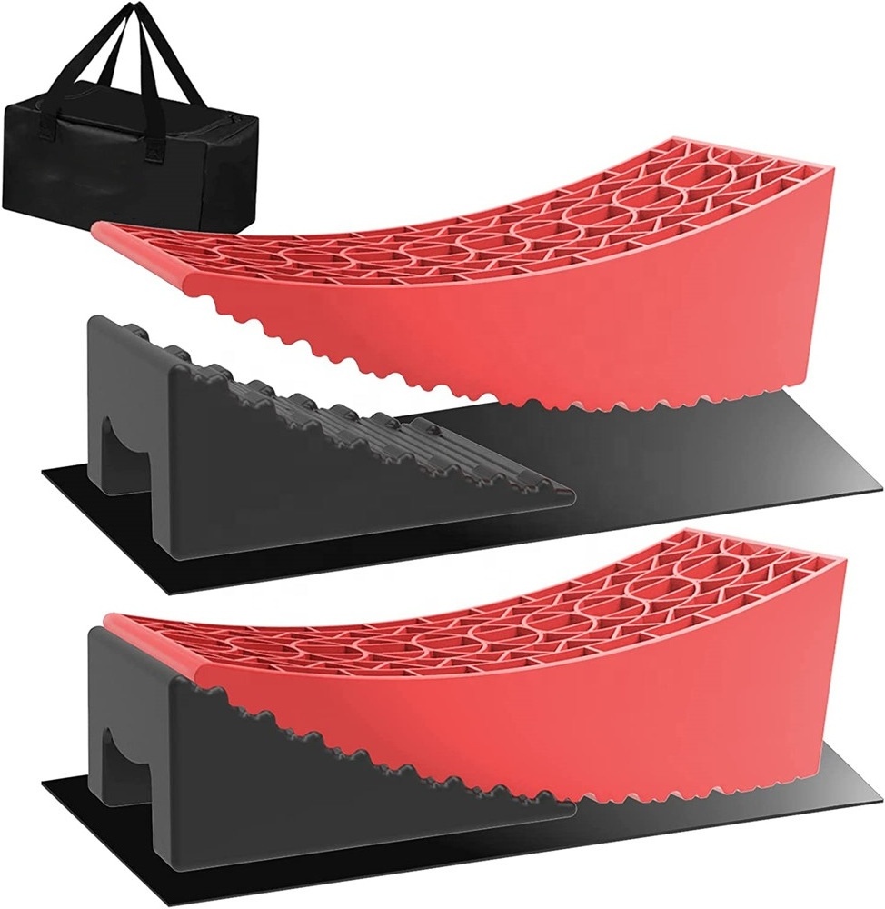 RV Leveling Blocks Ramp Camper Leveler with 2 Levelers 2 Chocks 2 Anti-Slip Mats and Carrying Bag