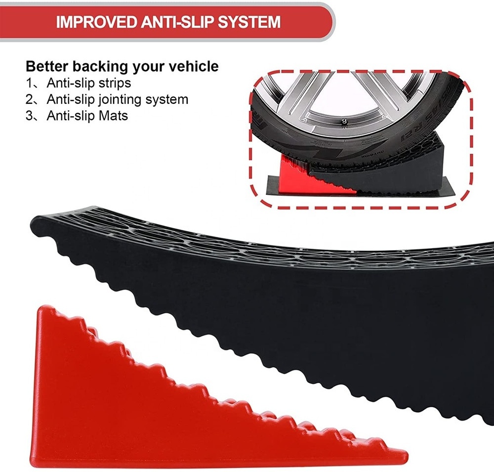 RV Leveling Blocks Ramp Camper Leveler with 2 Levelers 2 Chocks 2 Anti-Slip Mats and Carrying Bag