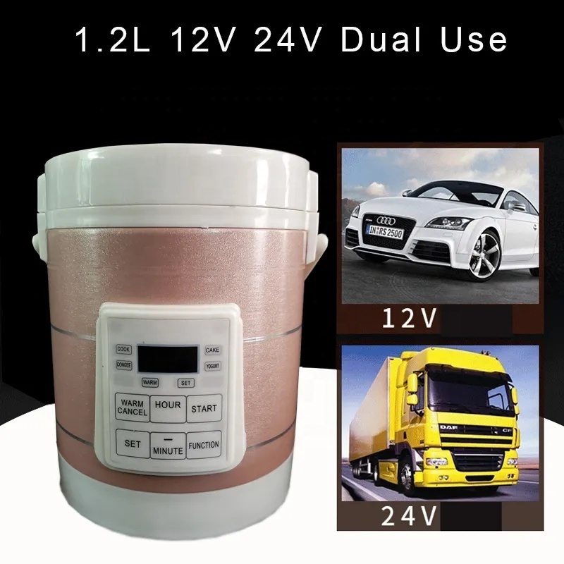 12V 24V Mini Rice Cooker Car Truck Soup Porridge Cooking Machine Food Steamer Electric Heating Lunch Box Meal Steam Cooker