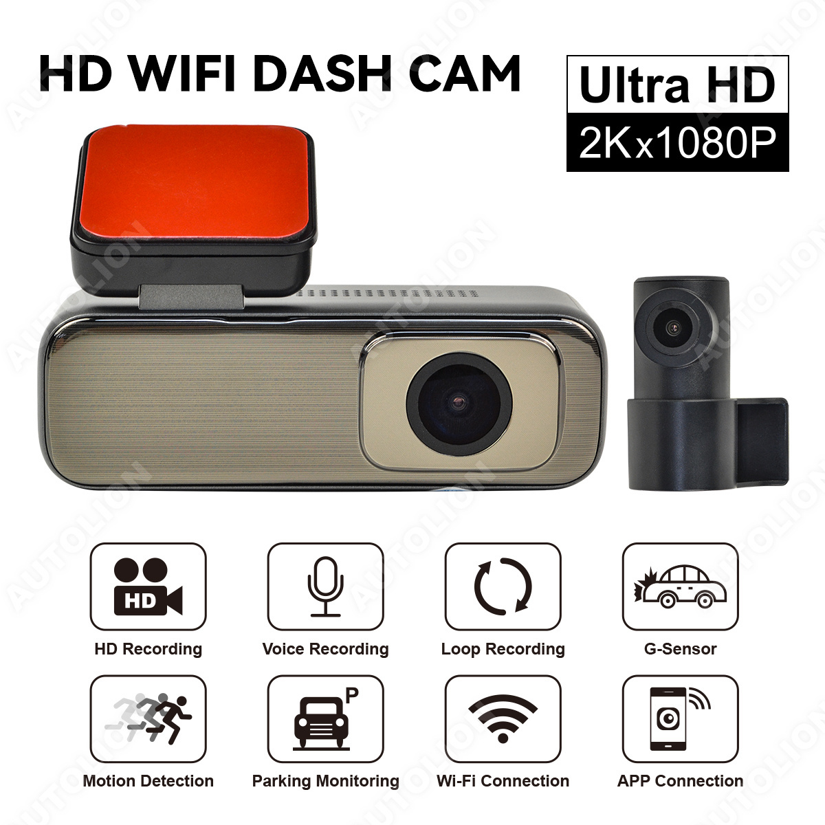 Full HD 2K 1440P WIFI+APP Recorder Car DVR Camera Night Vision Car Hidden Dash Cam