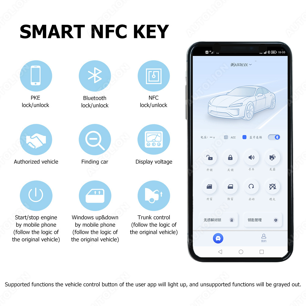 Universal PKE Keyless Entry System Bluetooth Control Mobile Phone Remote NFC Lock Unlock Digital Smart Key Car Accessories