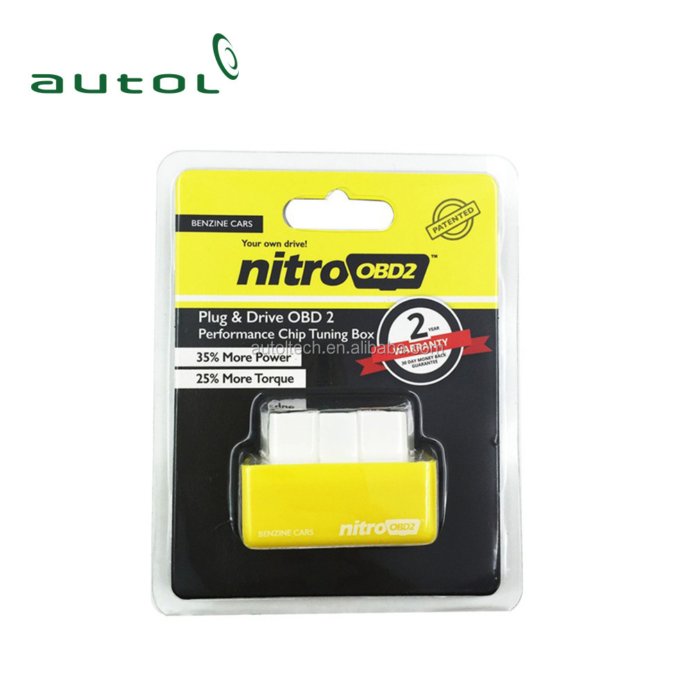 2022 Yellow NitroOBD2 Benzine Performance Car Chip Tuning Box OBD ECU Flash Tool For Benzine (Gasoline) Cars Power Increase 35%