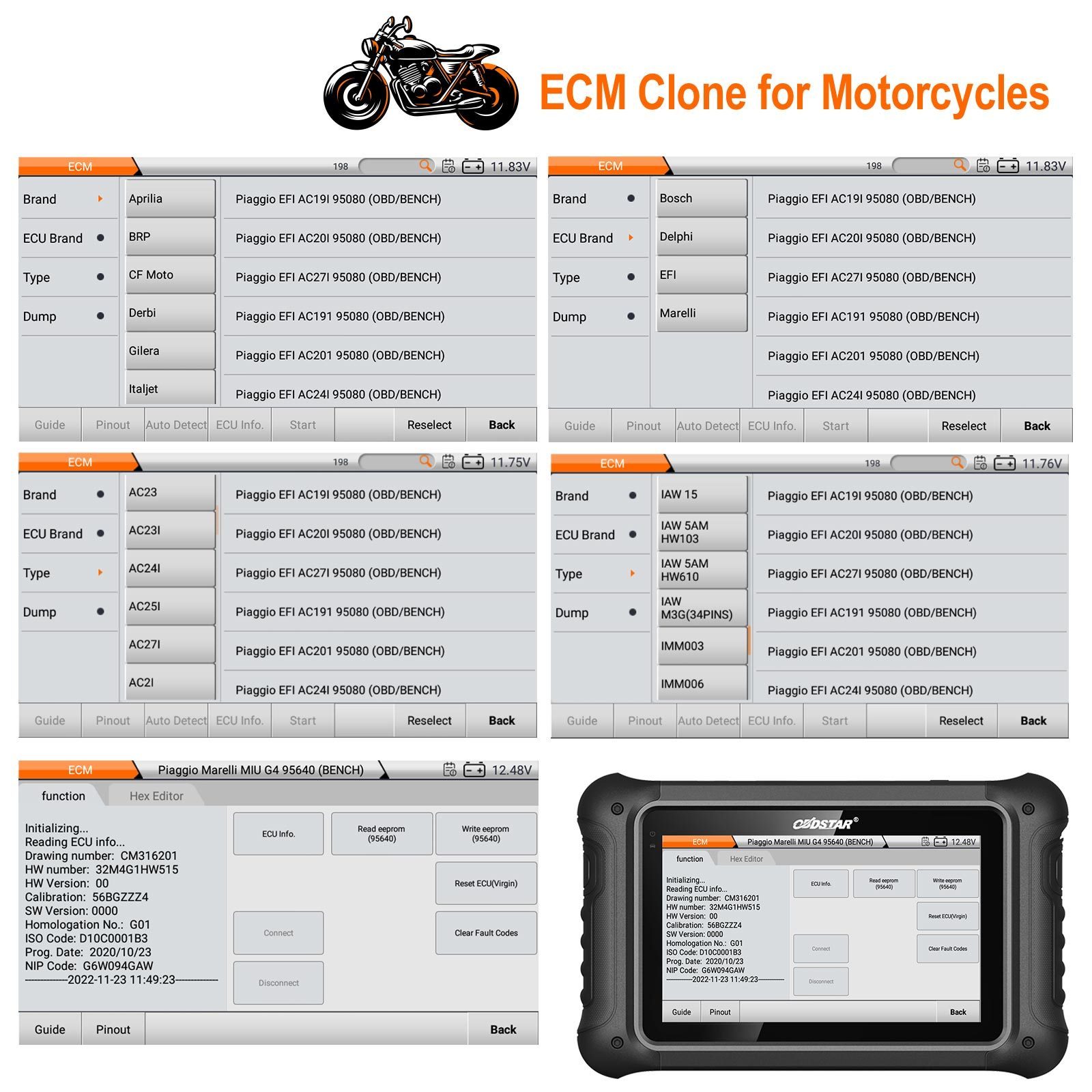 2023 OBDSTAR DC706 ECU Tool Full Version for Car and Motorcycle with ECM+TCM+BODY ECU Clone by OBD or BENCH