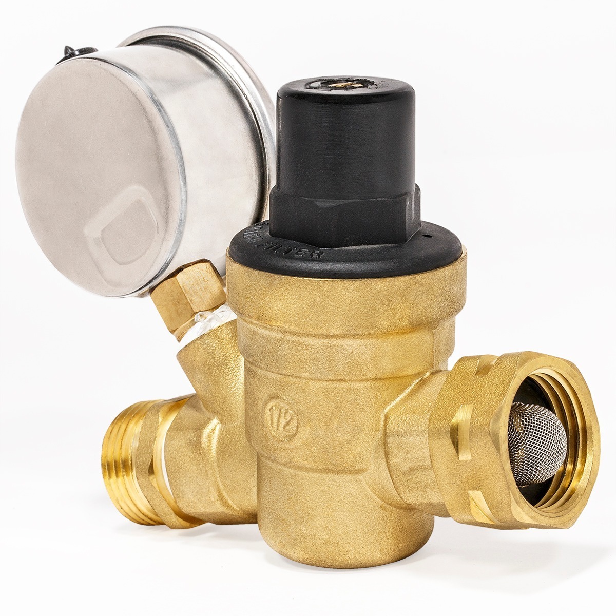 COVNA DN15 Brass Adjustable RV Pressure Reducing Valve with Pressure Gauge