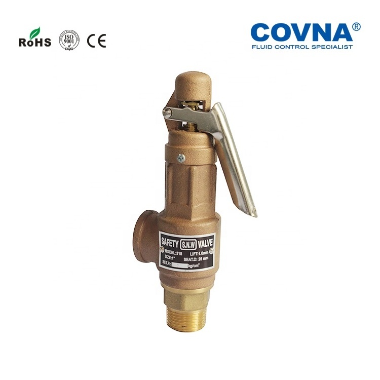 COVNA DN50 2 inch NPT / BSPT Thread Brass Bronze Boiler Steam Safety Relief Valve with Lever