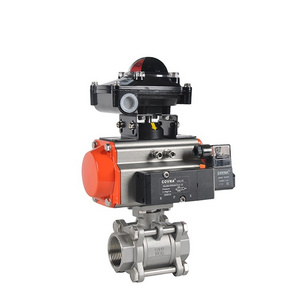 COVNA Stainless steel Single Acting Actuator Pneumatic Actuated  Air Open 3PC Ball Valve