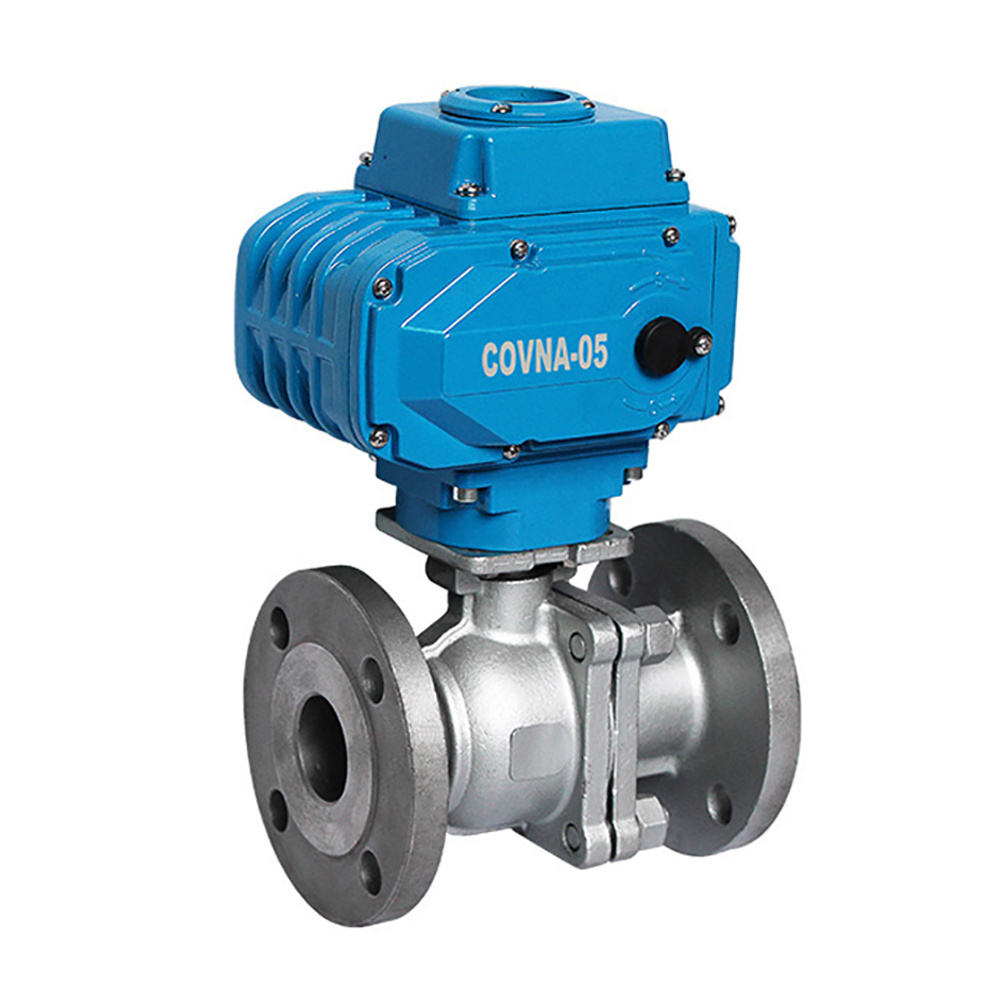 COVNA 1/2 inch Metal Seated PTFE Soft seal Electric Motor Flange Ball Valve