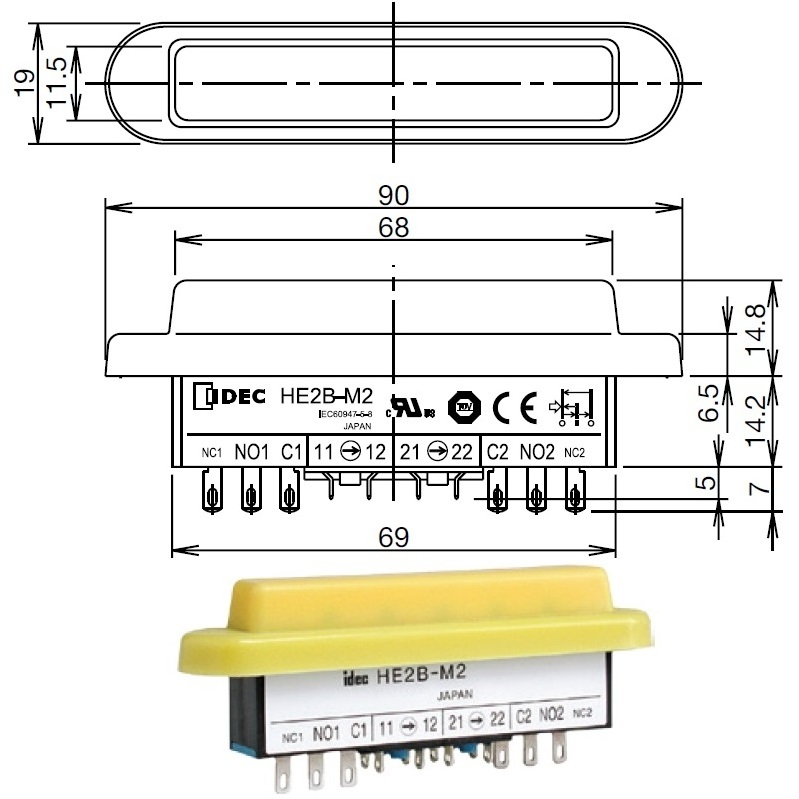 IDEC HE2B-M2  Enabling Switch 3-position pushbutton for teach pendant