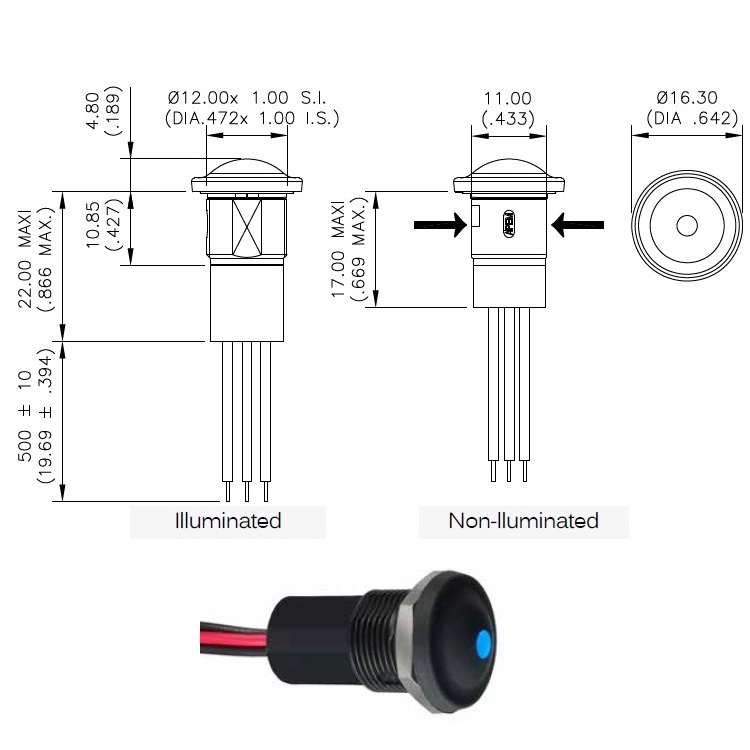 IDEC IP69K 12mm Apem IP67 sealed waterproof pushbutton switch