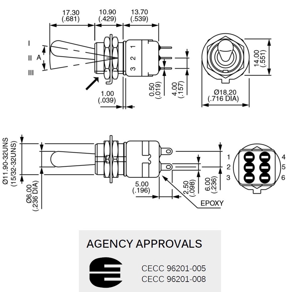 IDEC CECC approval APEM toggle switch 12146AD2K