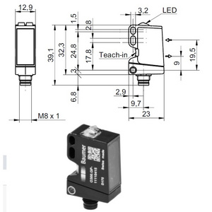 Baumer background suppression miniature Diffuse Photoelectric Sensor O300.GR IO-LINK water proof switch