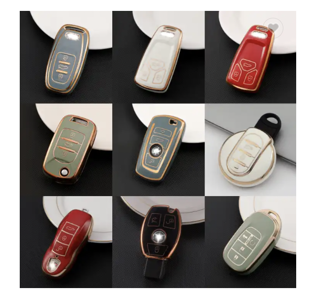 Zinc Alloy Leather TPU Silicon Car Key Cover Case for Chevrolet VW Audi Toyota Bmw For Porsche Honda Tesla Remote Protect Covers