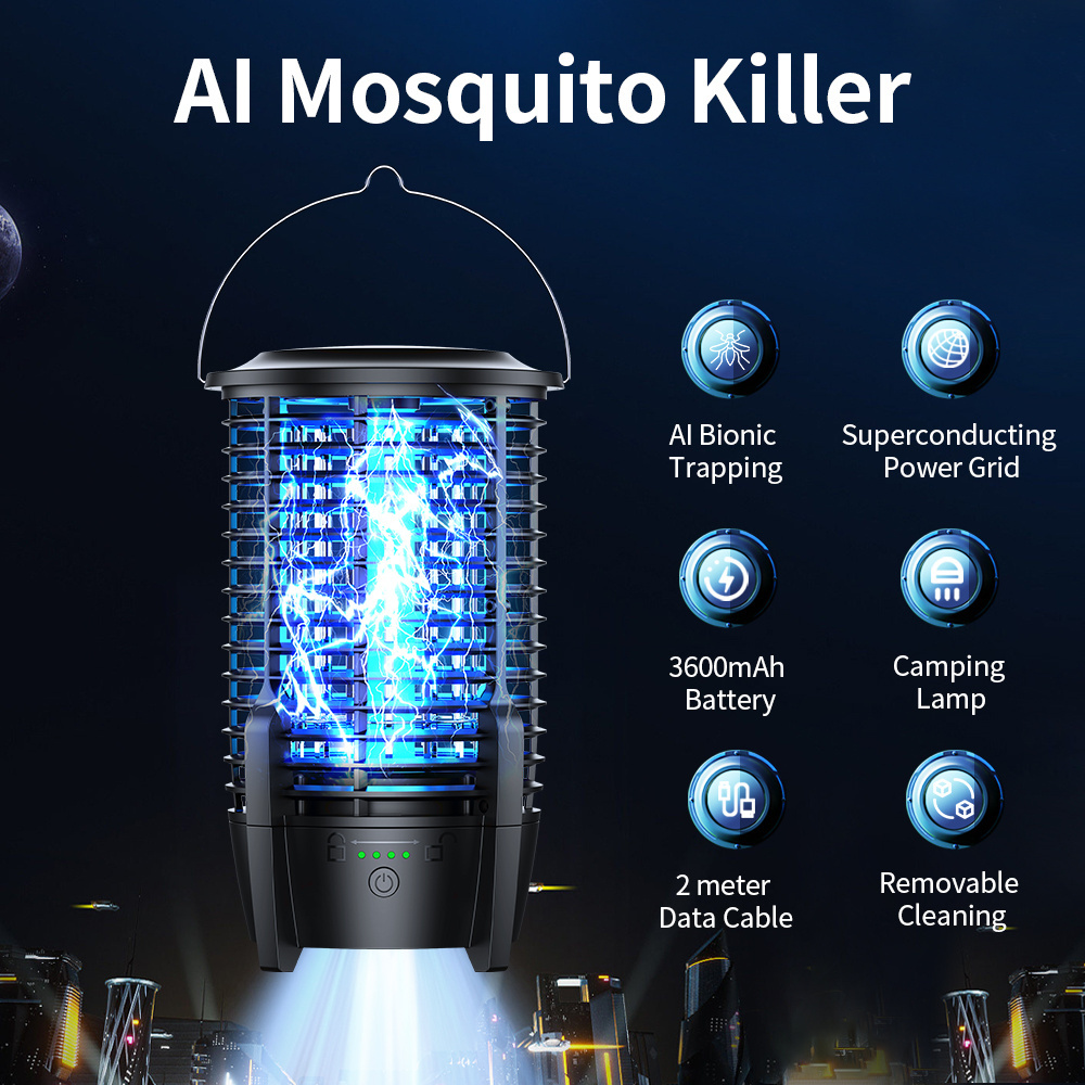 Indoor and outdoor Insect Repeller Bug Zapper Light Wave 360 Degree Electric Shock Physical Uv Lights Led Mosquito Killer Lamp