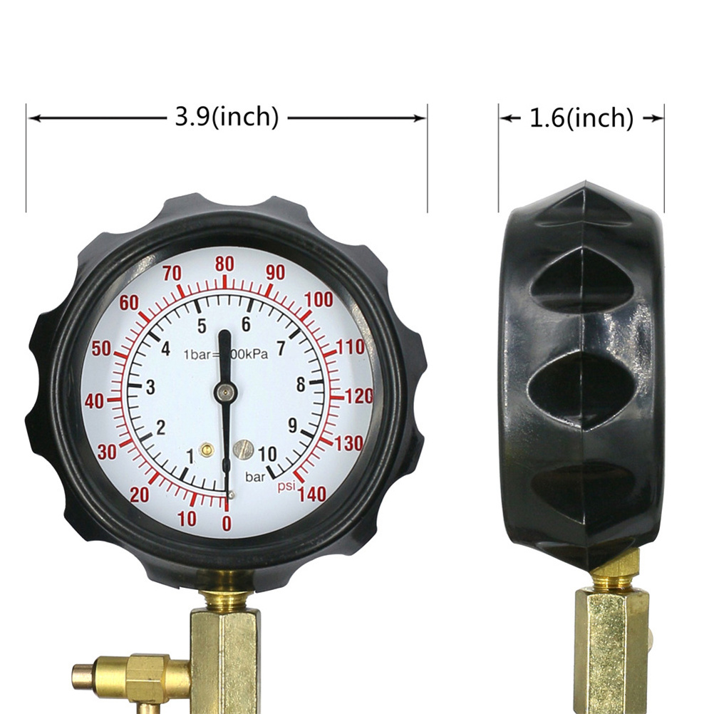 AUTOOL TU-114 Fuel Pressure Gauge Diagnostics Tools for Injection Pump Tester 0 ~ 140psi 0 ~ 10bar Quick Connect Gasoline Tool