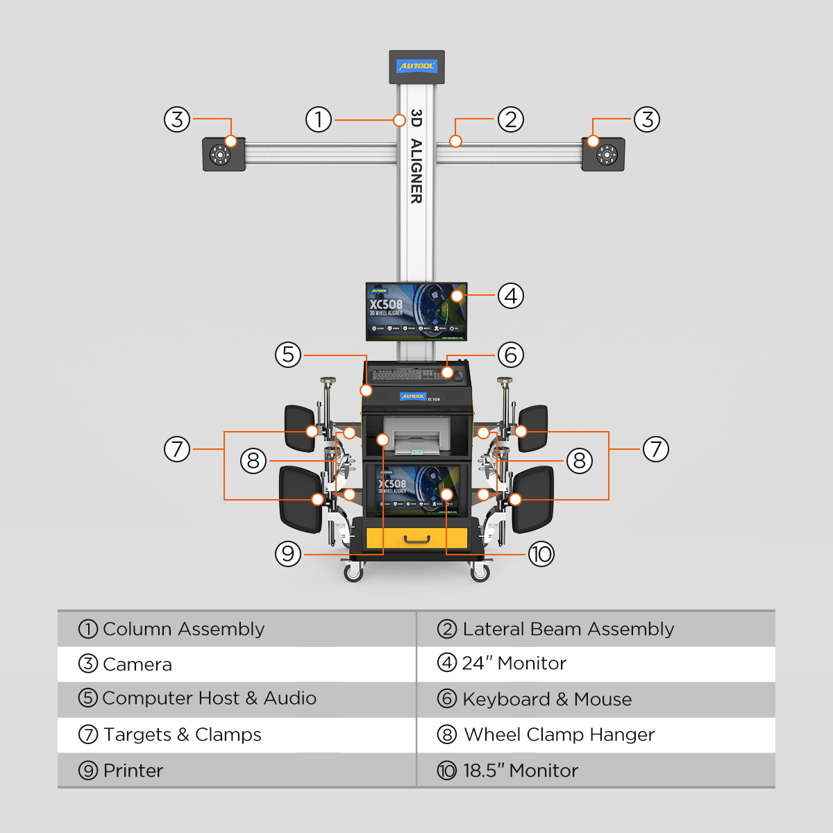 AUTOOL Xc508 3D 4 Post Car Lift Full Automatic Computerized Four Tire Wheel Alignment System Machine fit for launch