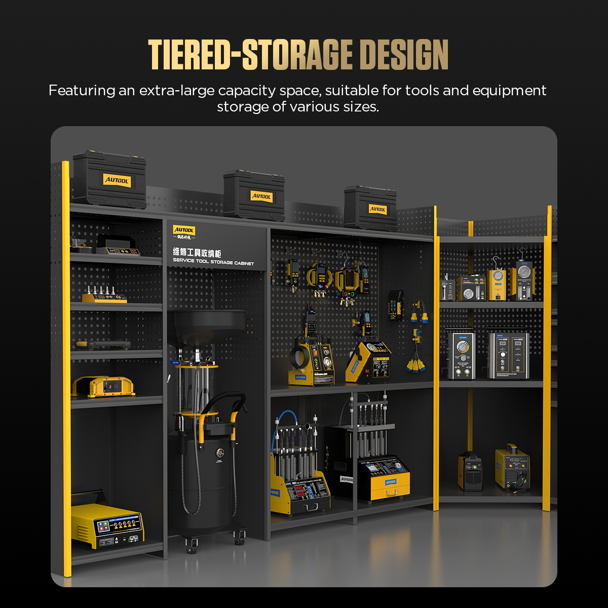 AUTOOL Chest Cabinet Group Hanging Workbench with Tool Holder for Workshop Garage Storage