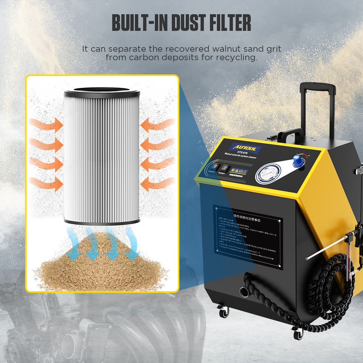 Autool Hts678 Engine Carbon Blasting Blaster Equipment Walnut Sand Decarbonization Cleaning Machine