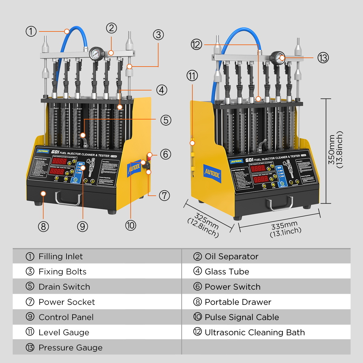 2023 Automotive Tool AUTOOL CT400 220V GDI Car Engine Injection Test Machine Best Ultrasonic Fuel Injector Cleaner 6cylinder