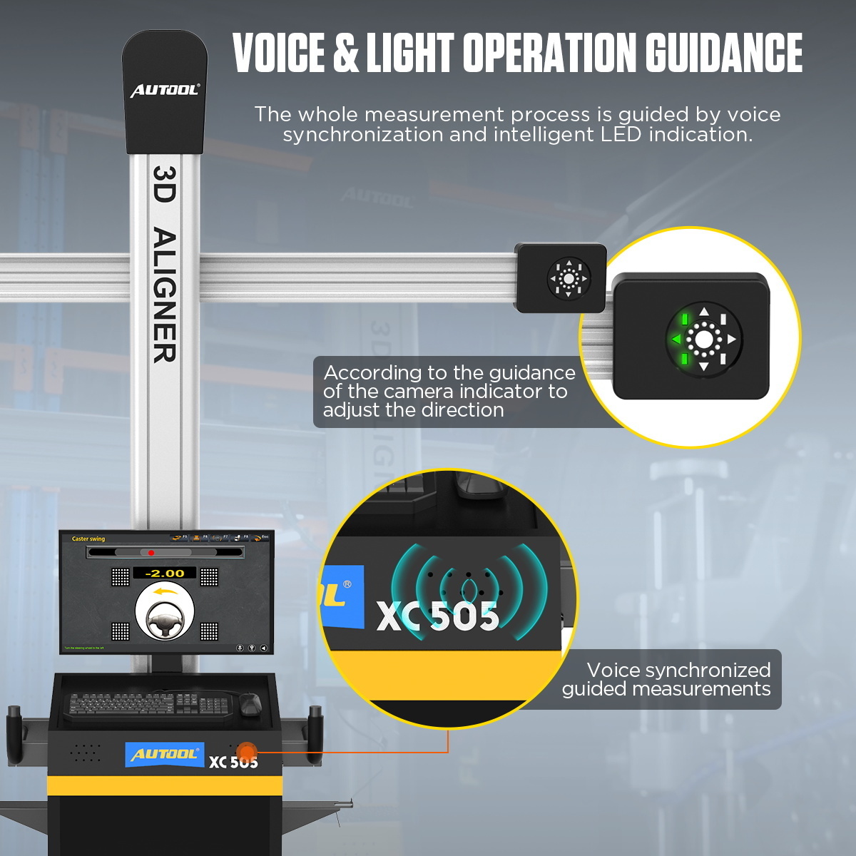 Official OEM ODM AUTOOL  XC505 Hd Display 220V Automotive Car Wheel Alignment Machine 3D Wheel Aligner Tools For Wheel Adjust