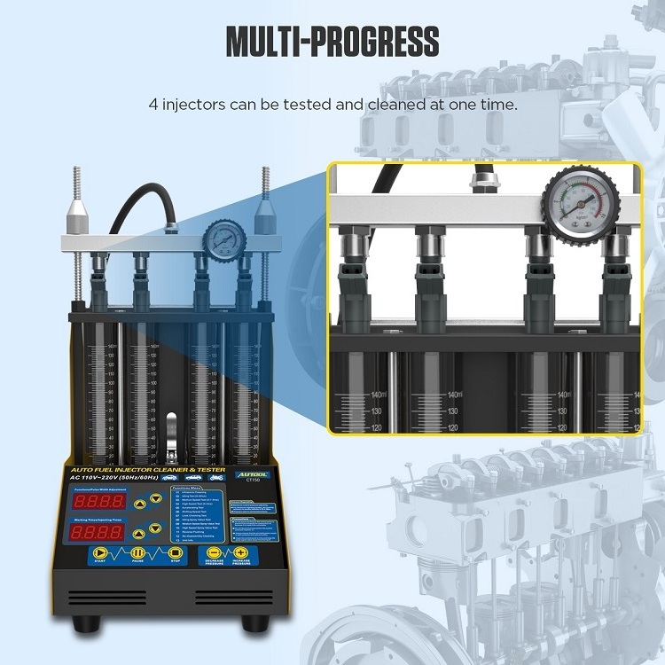 OEM ODM Supported AUTOOL CT150 Fuel Injector Cleaner Tester Car Motorcycle Gasoline Ultrasonic Cleaner and Injection