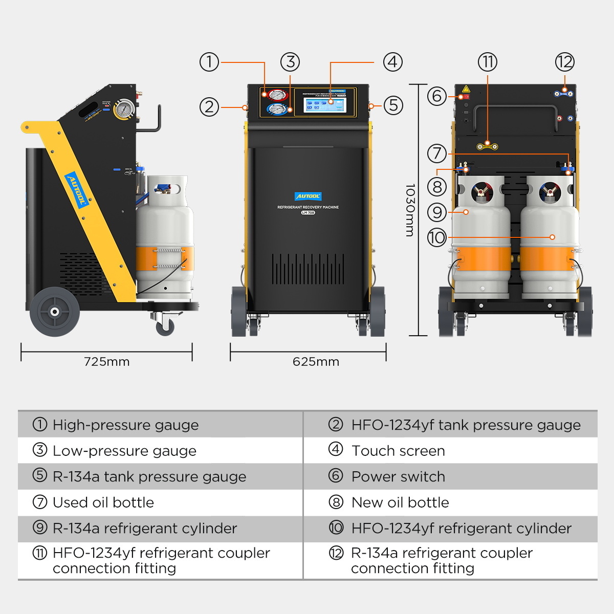 Factory OEM LM708 Fully Automatic Automotive Portable Car Air Condition Ac Refrigerant Recovery Refrigerant Gas Filling Machine