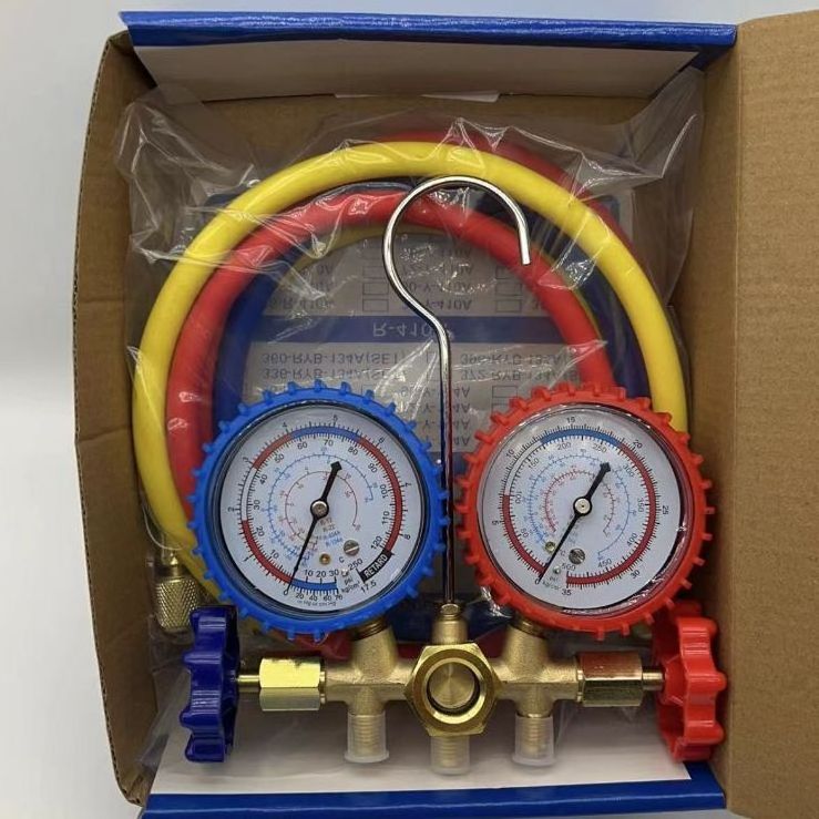 R22 R134a R12 R404a Refrigeration Manifold Meter Vacuum Pressure Temperature Leak manifold Refrigerant charging gauge