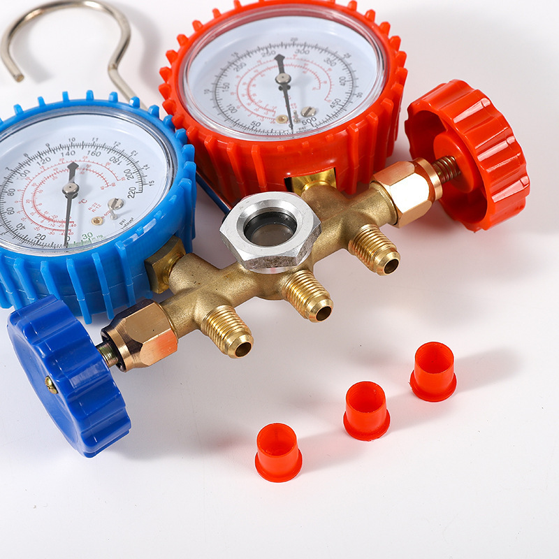 R22 R134a R12 R404a Refrigeration Manifold Meter Vacuum Pressure Temperature Leak manifold Refrigerant charging gauge