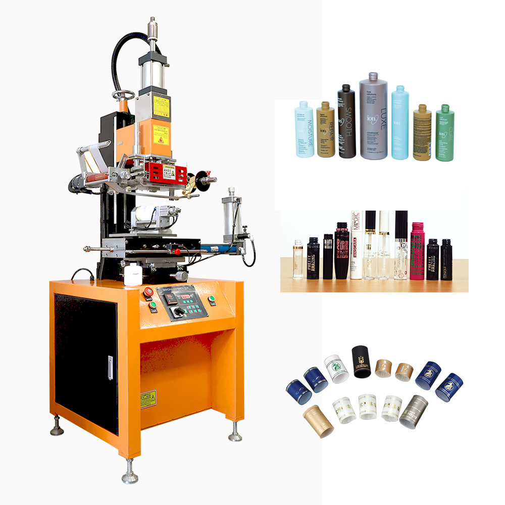 H200FR semi auto flat Round plastic perfume bottle glass automatic hot foil stamping machine