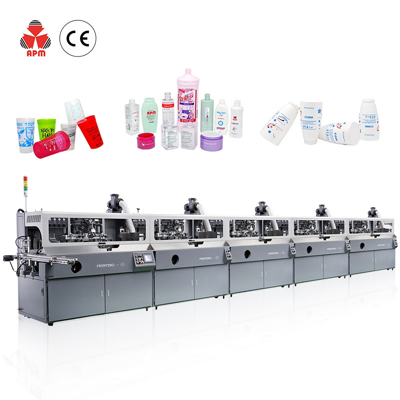 S102 High Quality with Automatic flame treatment and UV drying system 1-8 Color Bottle Auto Screen Printing Machine