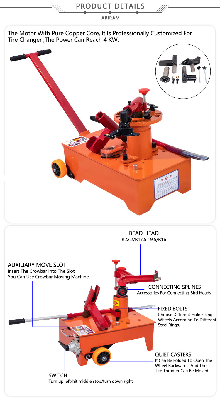 Portable heavy duty truck tire changer and wheel balancing machine combo