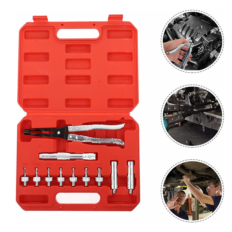 11pcs Auto Valve Stem Seal Plier Remover Installer Tool Kit drive Handle and Adapters