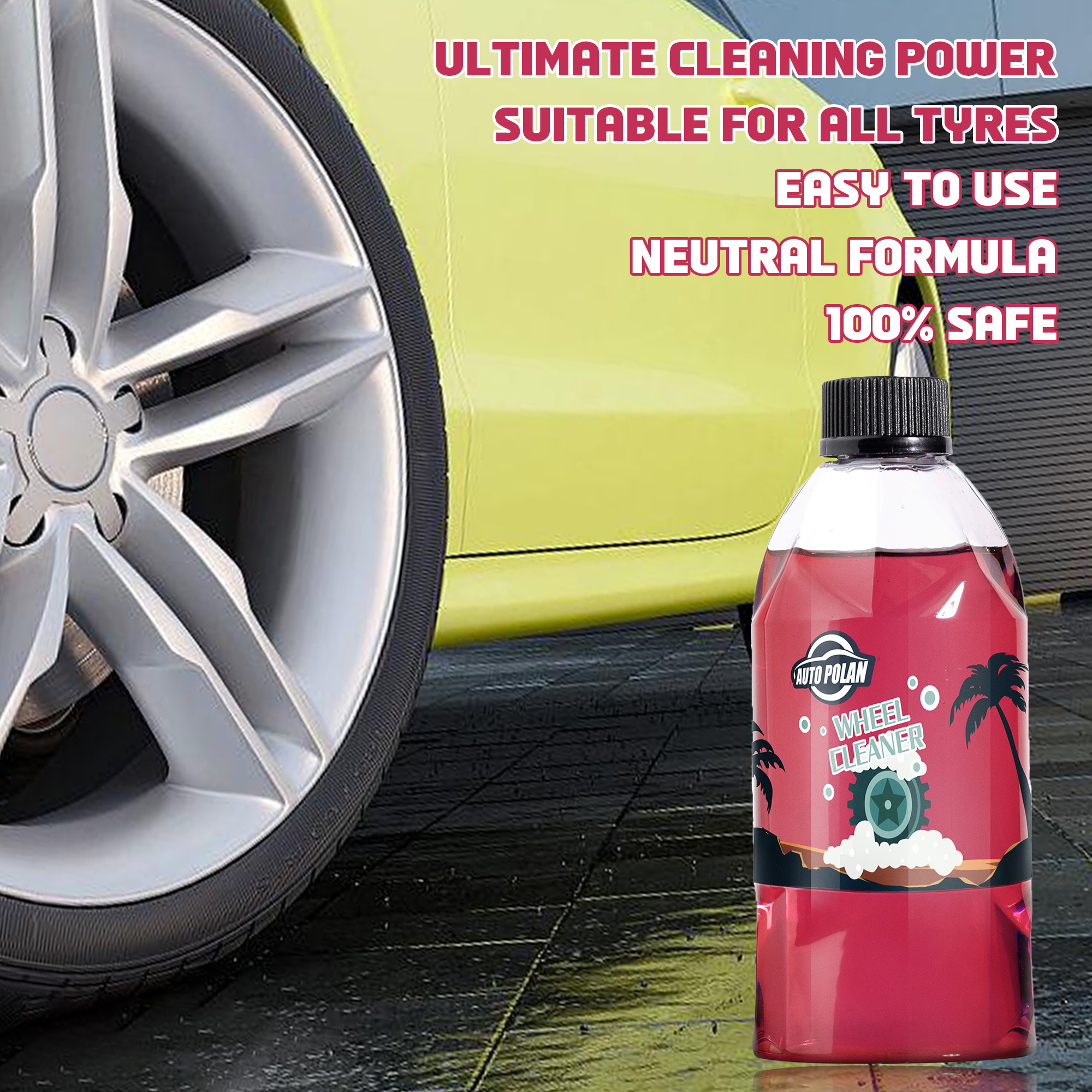 OEM Customized Wheel Cleaner Agent High Concentration Auto Liquid Car Care Chemical Product for Wheel Cleaning