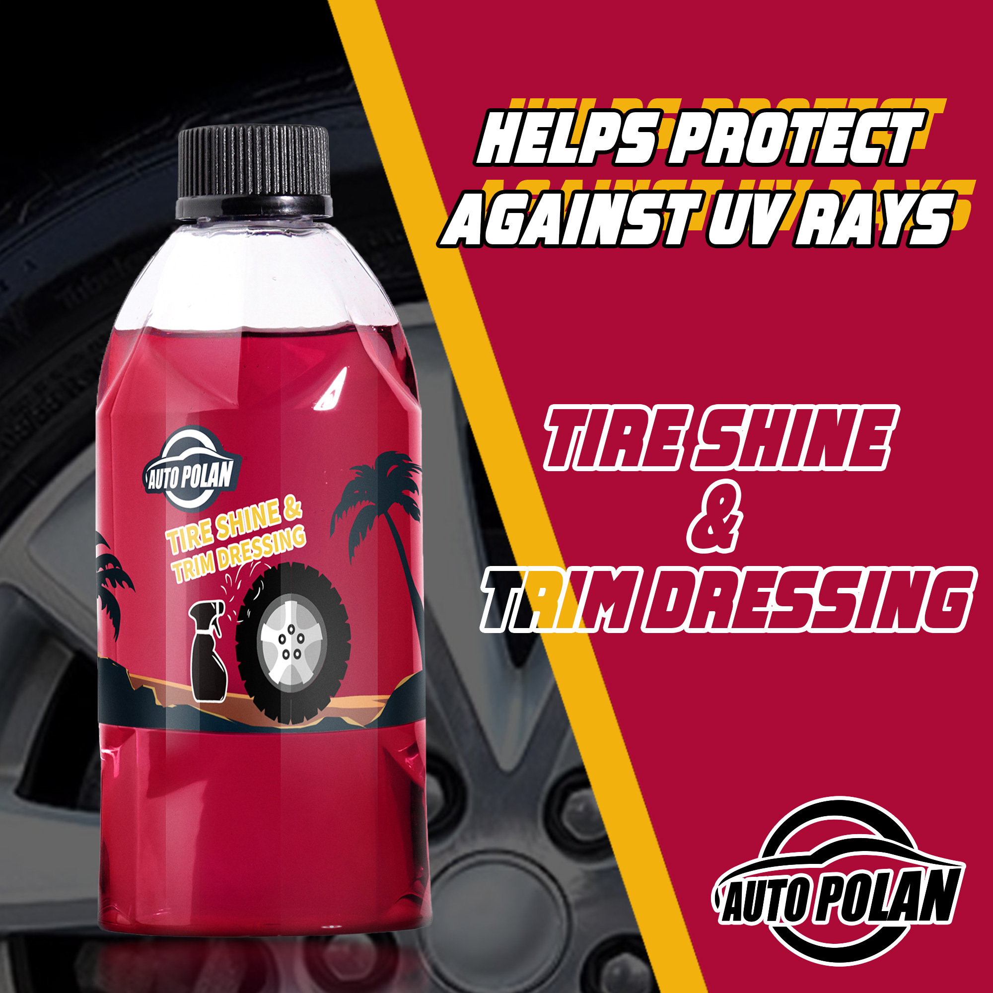 AutoPolan Tire Shine Spray Remove Heavy Duty Auto Wheel Cleaner High Gloss Refurbishing Agent for Car Tire Shine & Trim Dressing