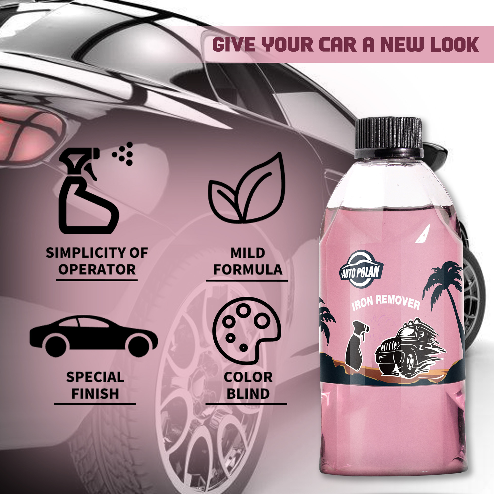 Top Professional OEM Customized Iron Remover Spray Water-based Iron Remove and Wheel Cleaner for Car Detailing Painted Surfaces