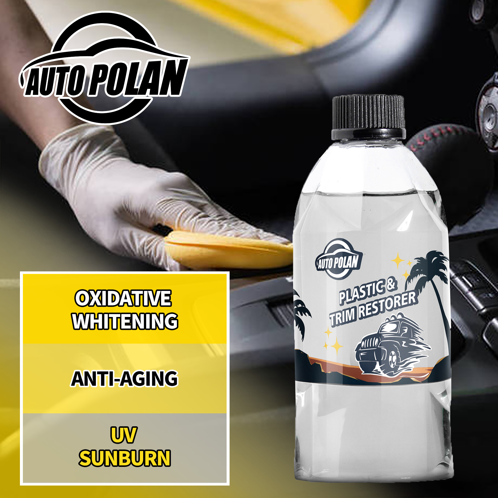 DIY Car Plastic Restorer Agent Liquid for Auto Plastic Rubber Exterior Repair Clean Car Restoration Agent Black Shine