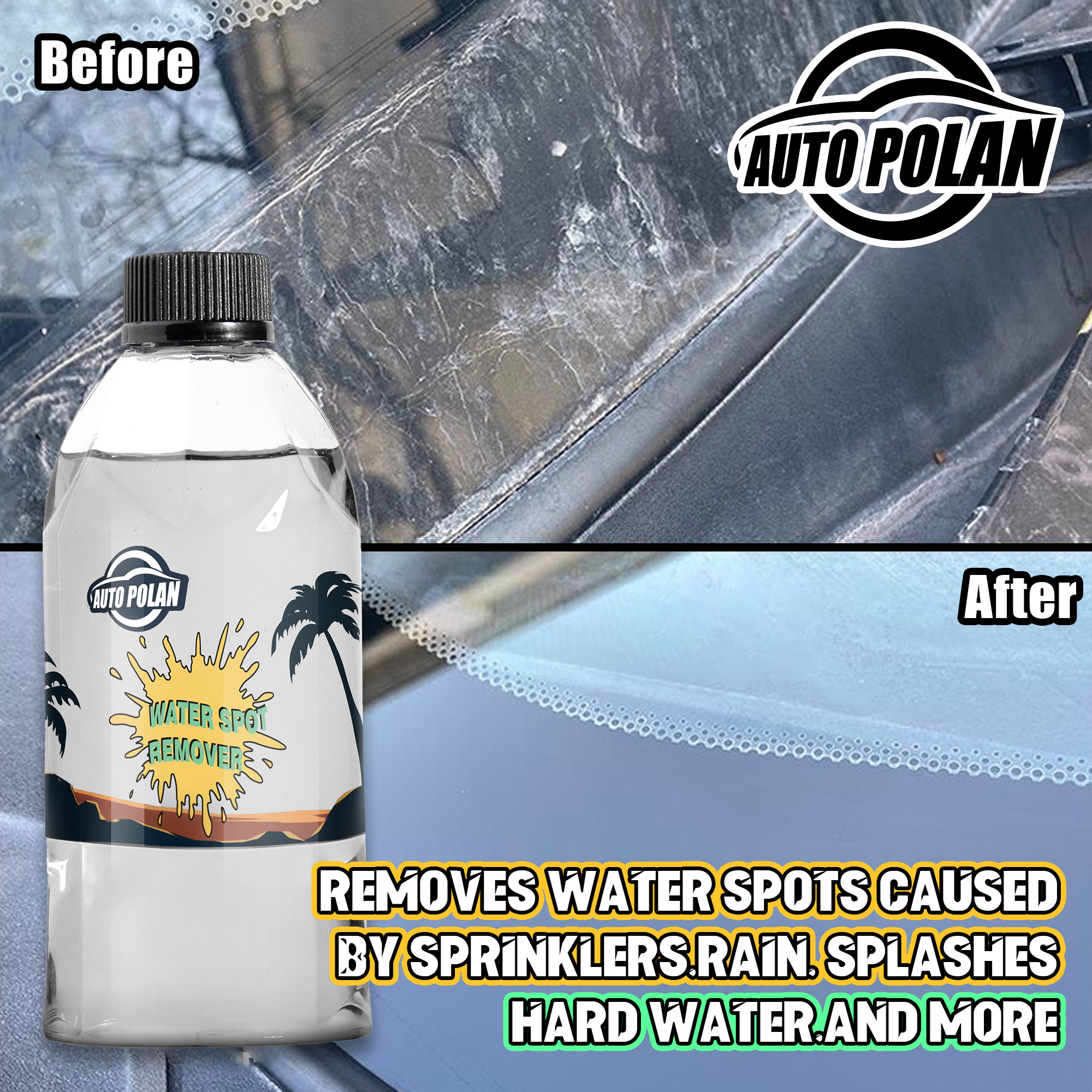 Multi -Purpose 500ML Water Mark Remover Deep Decontamination for Cars Body High Gloss Hard Water Spot Removal Glass Clean