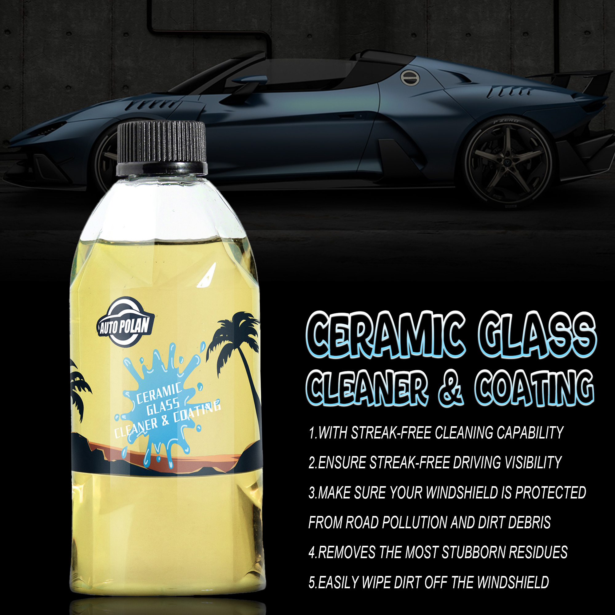 Autopolan Super hydrophobic Ceramic Glass Cleaner & Coating Spray for Car Windows 9H Liquid Glass Crystal Ceramic Coating Agent