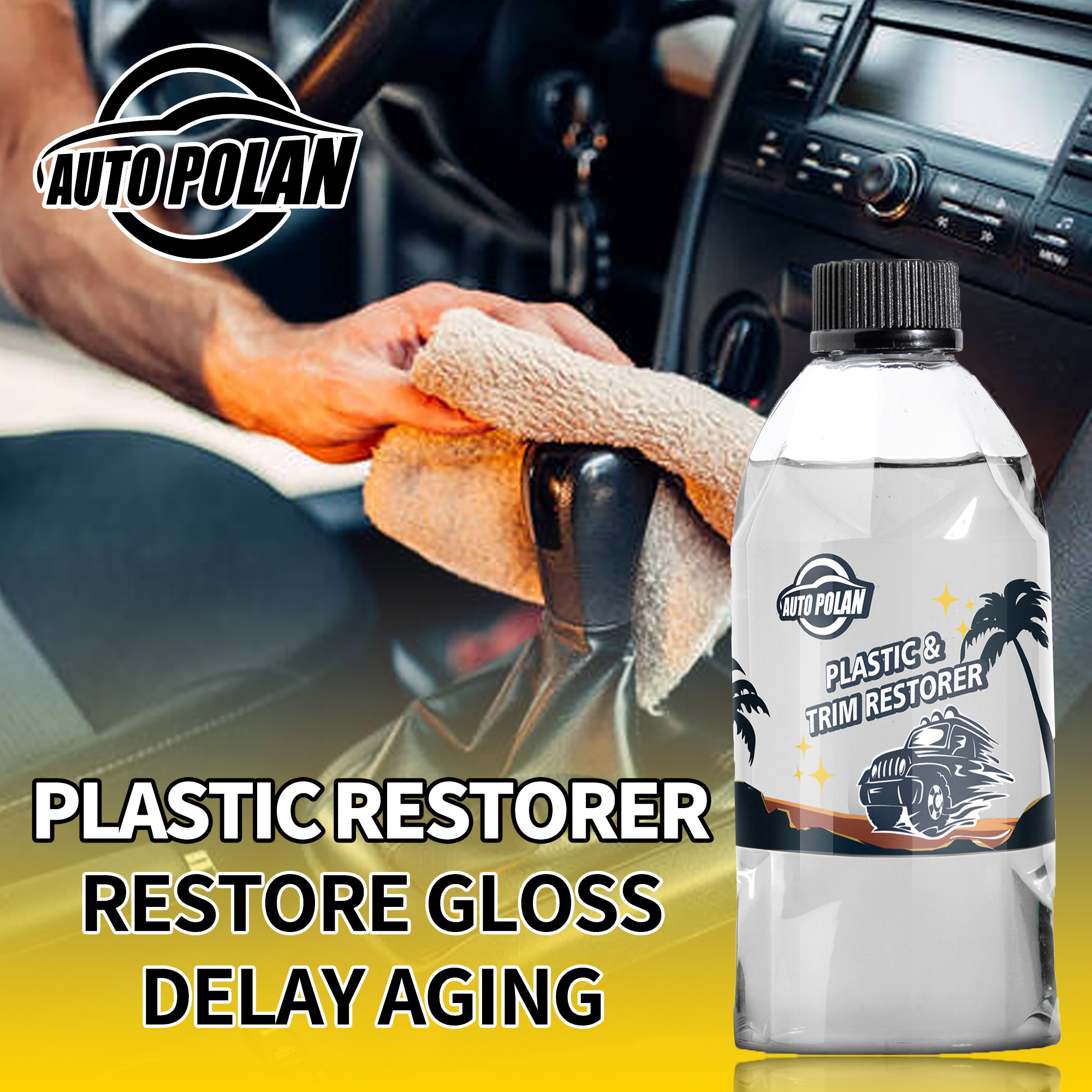 DIY Car Plastic Restorer Agent Liquid for Auto Plastic Rubber Exterior Repair Clean Car Restoration Agent Black Shine